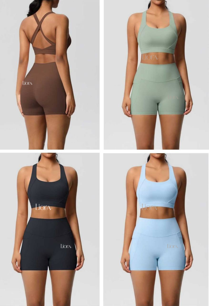 Liora logo placement preview on activewear sets