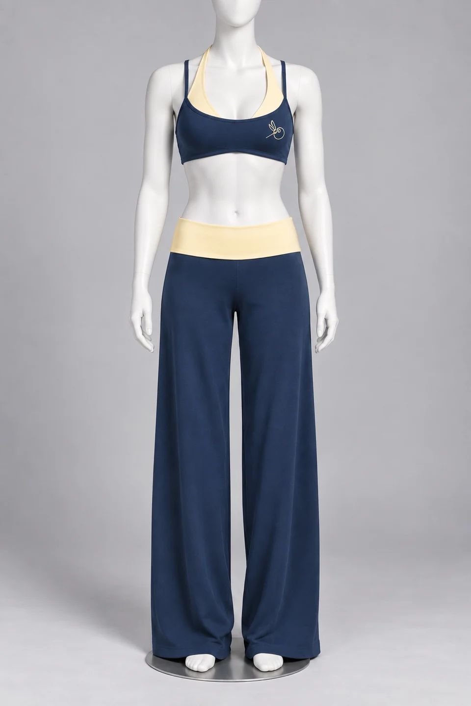 LiorA Flow Set in Navy and Butter Yellow, front view