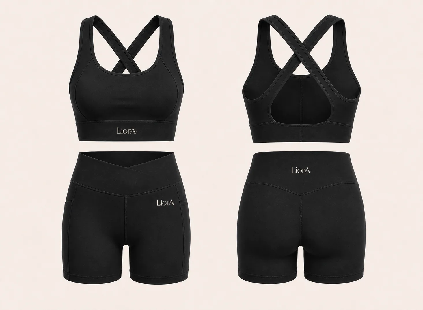 Liora Set 01 in Matte Black, shown front and back