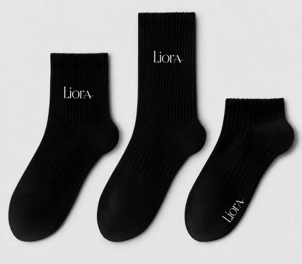 LiorA black grip socks in three sizes